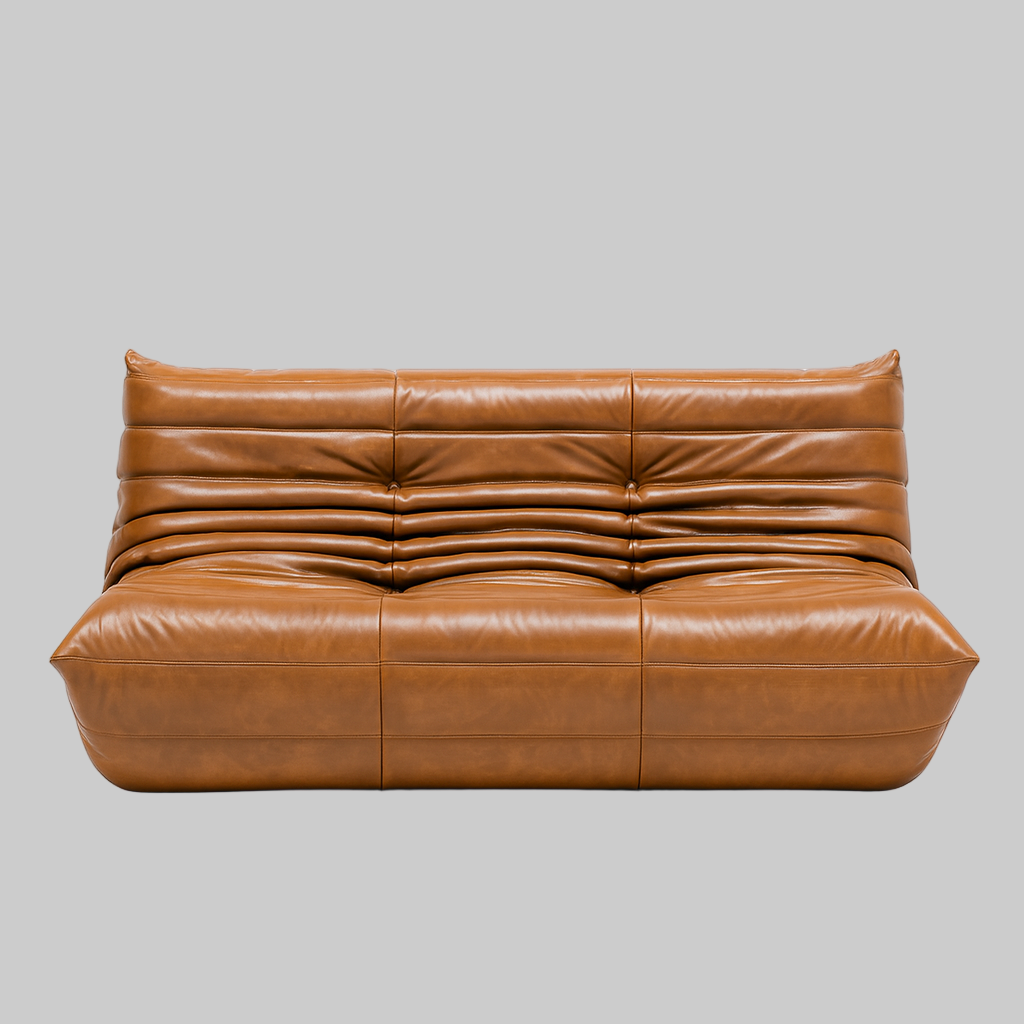 Genuine Leather Togo Style Three Seater Sofa