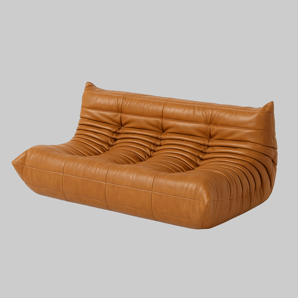 Genuine Leather Togo Style Three Seater Sofa